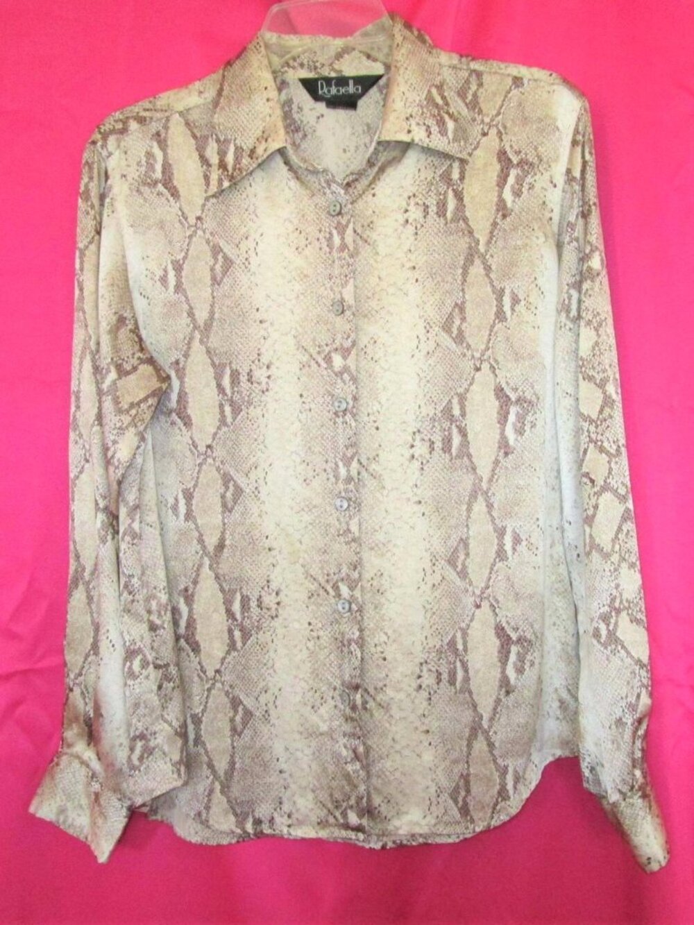 1990s vintage silk snakeskin animal print blouse shirt plus size large xl